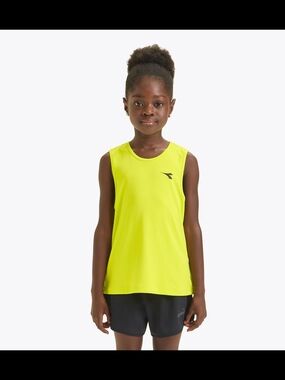 Diadora Girls Neon Yellow Athletic Tank with Logo Size Medium